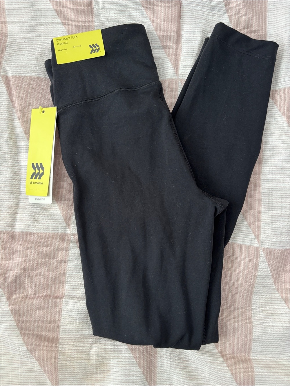 all in motion Black High-Rise Leggings with Yellow Tags